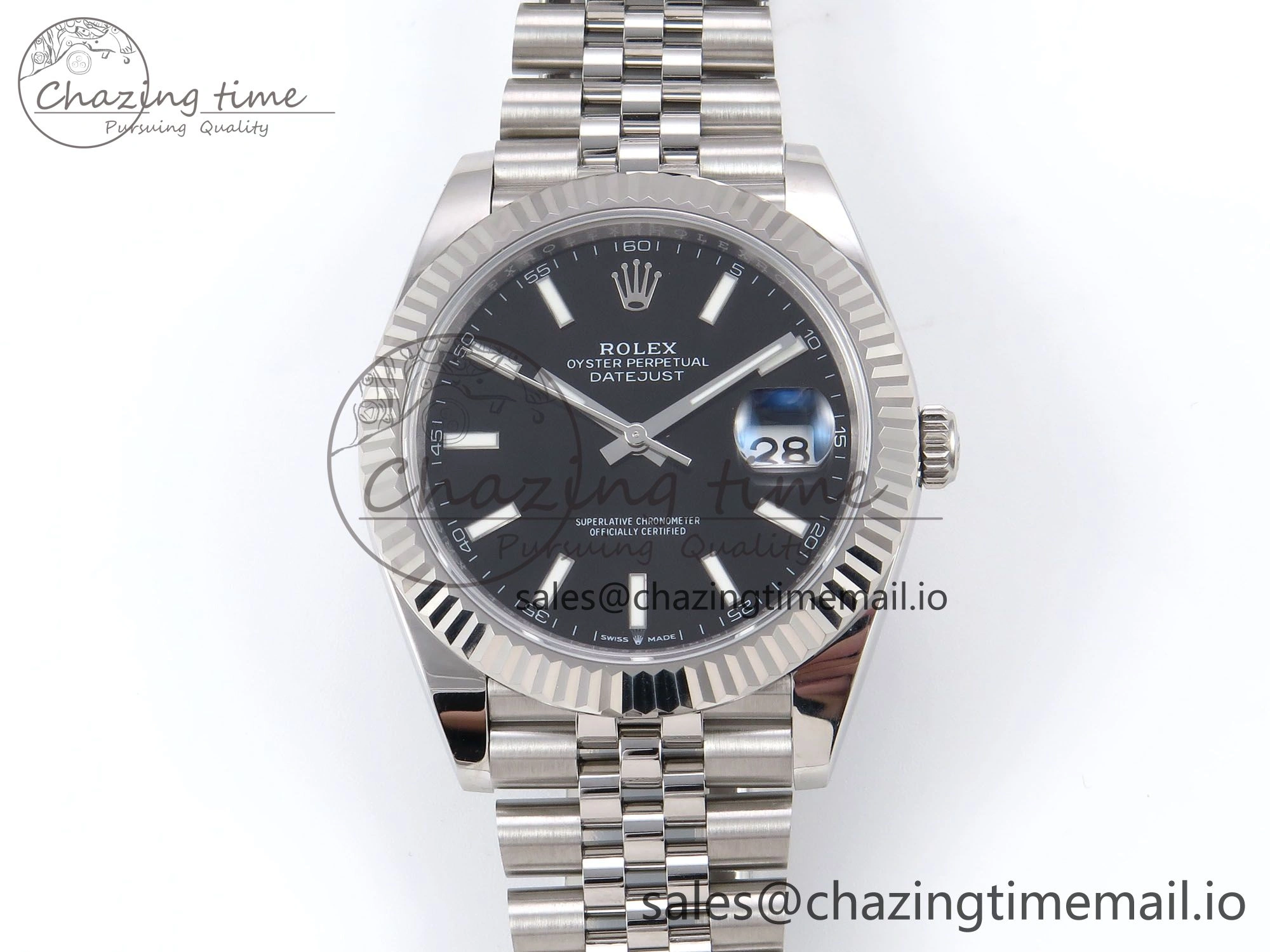 DateJust 41 126334 EWEF Best Edition Black Stick Dial on Jubilee Bracelet A3235