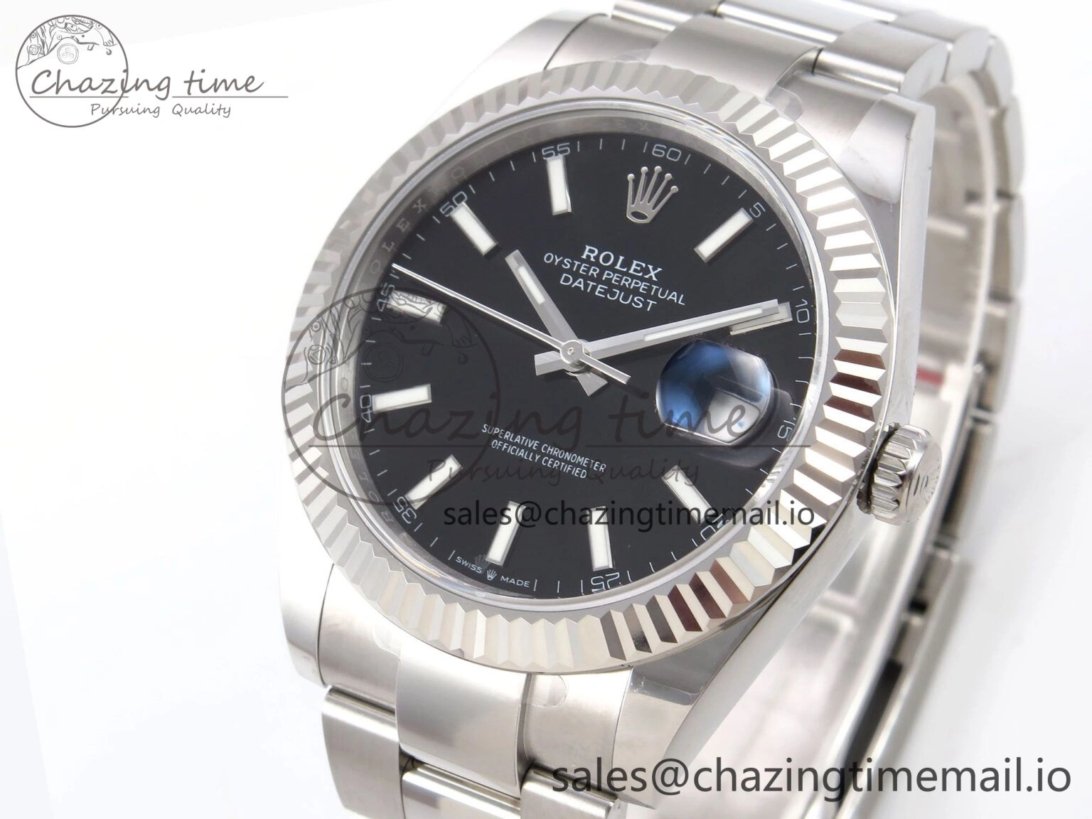 DateJust 41 126334 EWEF Best Edition Black Stick Dial on Oyster Bracelet A3235