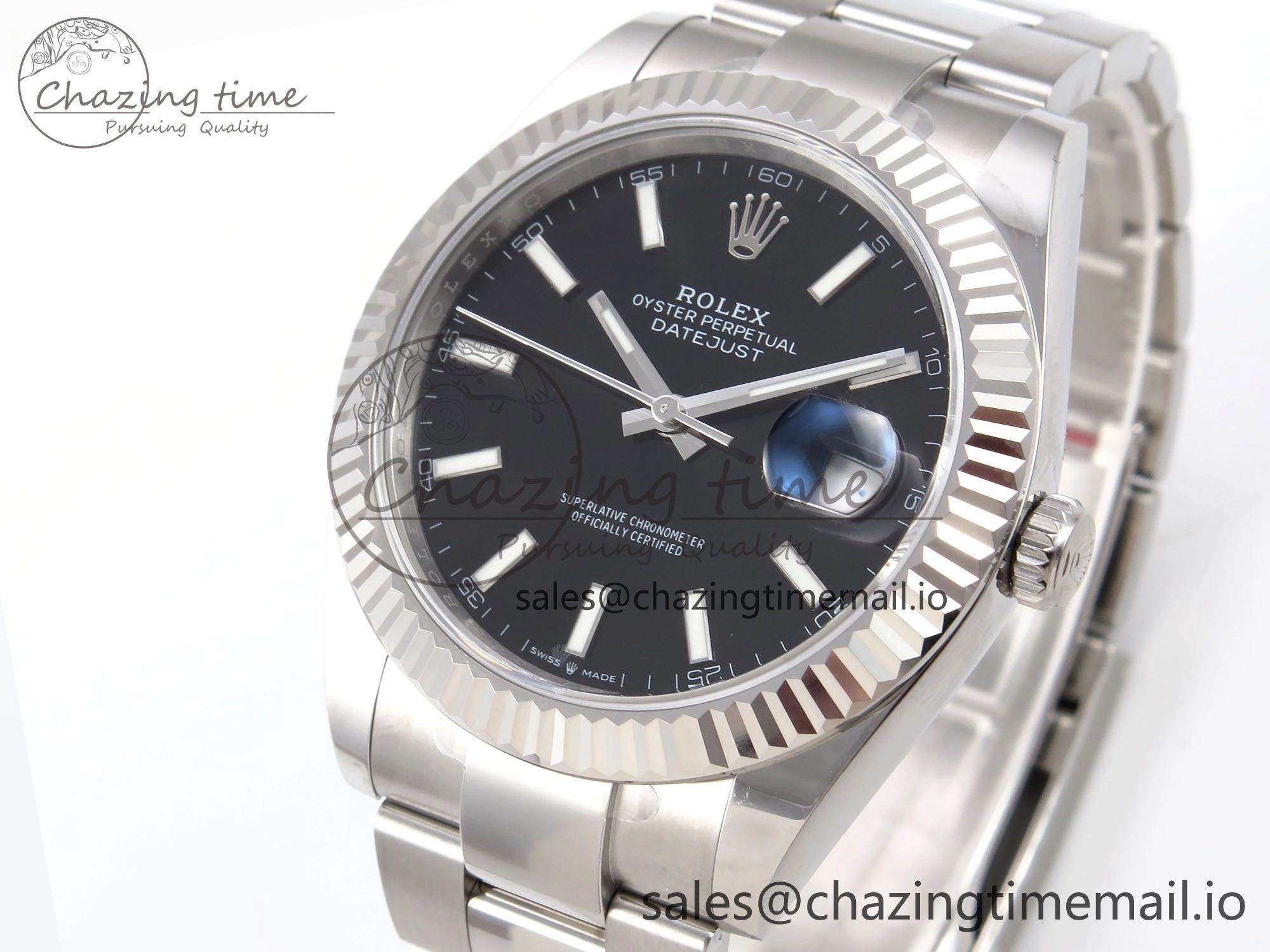 DateJust 41 126334 EWEF Best Edition Black Stick Dial on Oyster Bracelet A3235
