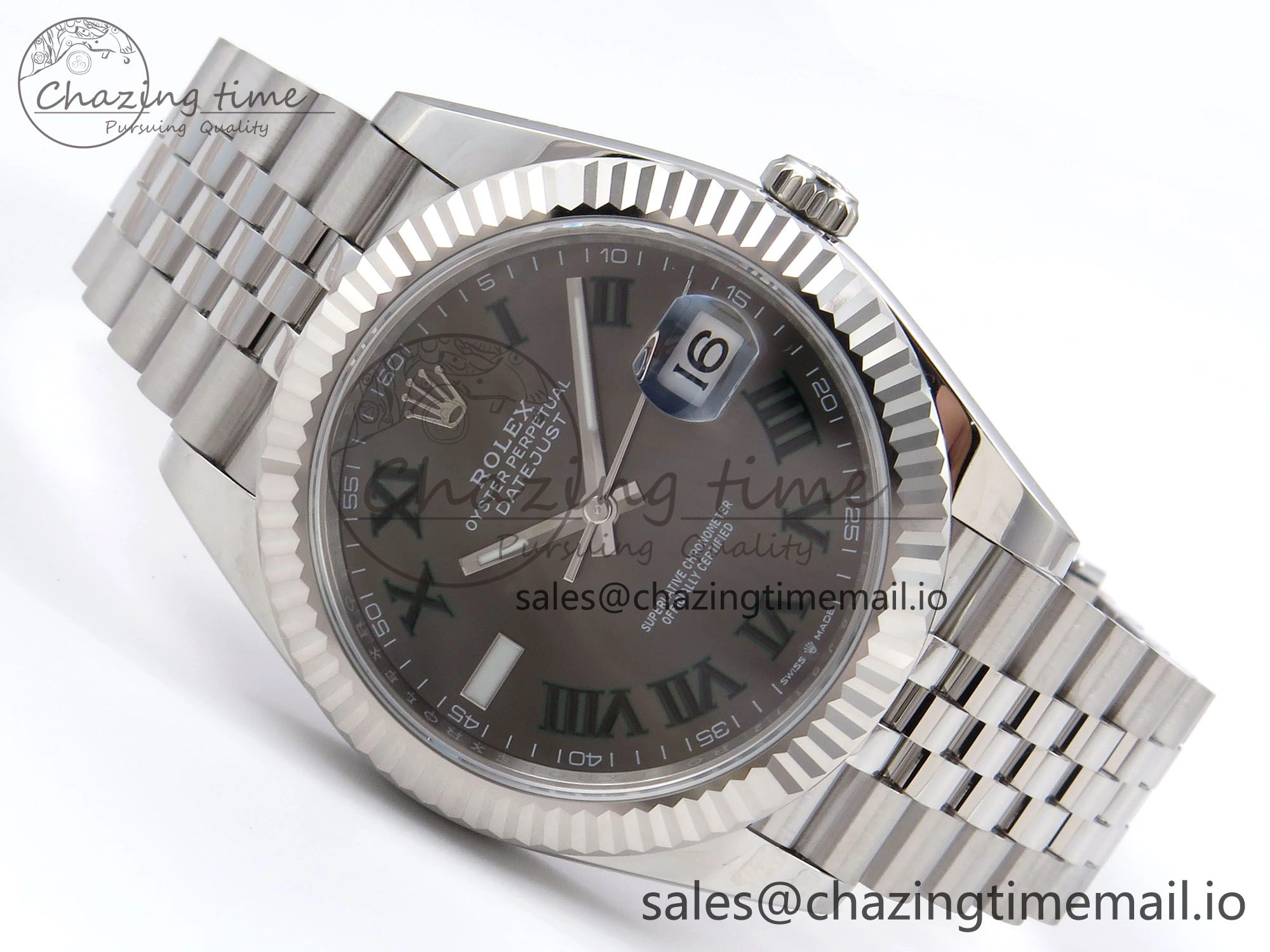 DateJust 41 126334 EWEF Best Edition Gray Dial Green Roman on Jubilee Bracelet A3235