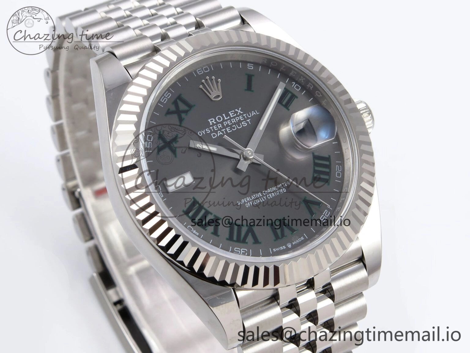 DateJust 41 126334 EWEF Best Edition Gray Dial Green Roman on Jubilee Bracelet A3235