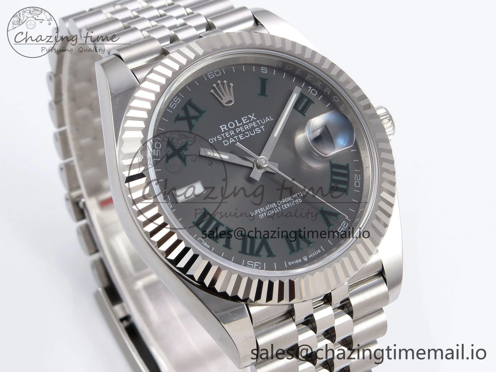 DateJust 41 126334 EWEF Best Edition Gray Dial Green Roman on Jubilee Bracelet A3235