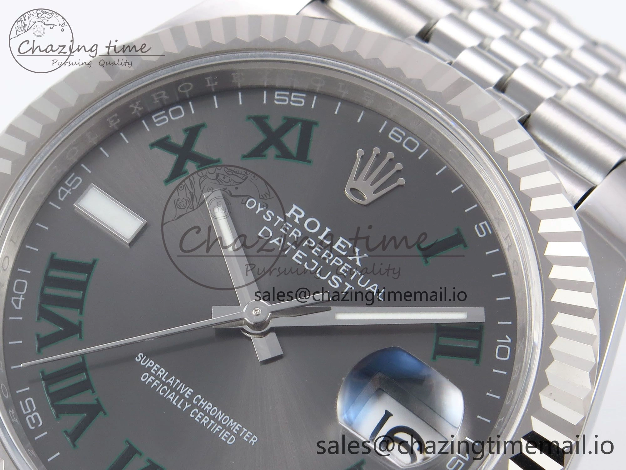 DateJust 41 126334 EWEF Best Edition Gray Dial Green Roman on Jubilee Bracelet A3235