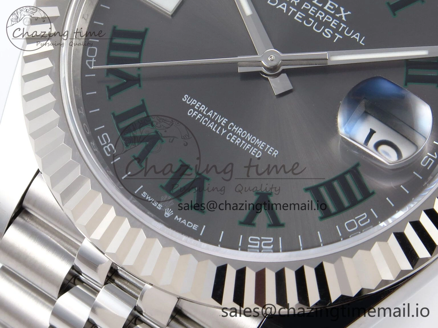 DateJust 41 126334 EWEF Best Edition Gray Dial Green Roman on Jubilee Bracelet A3235