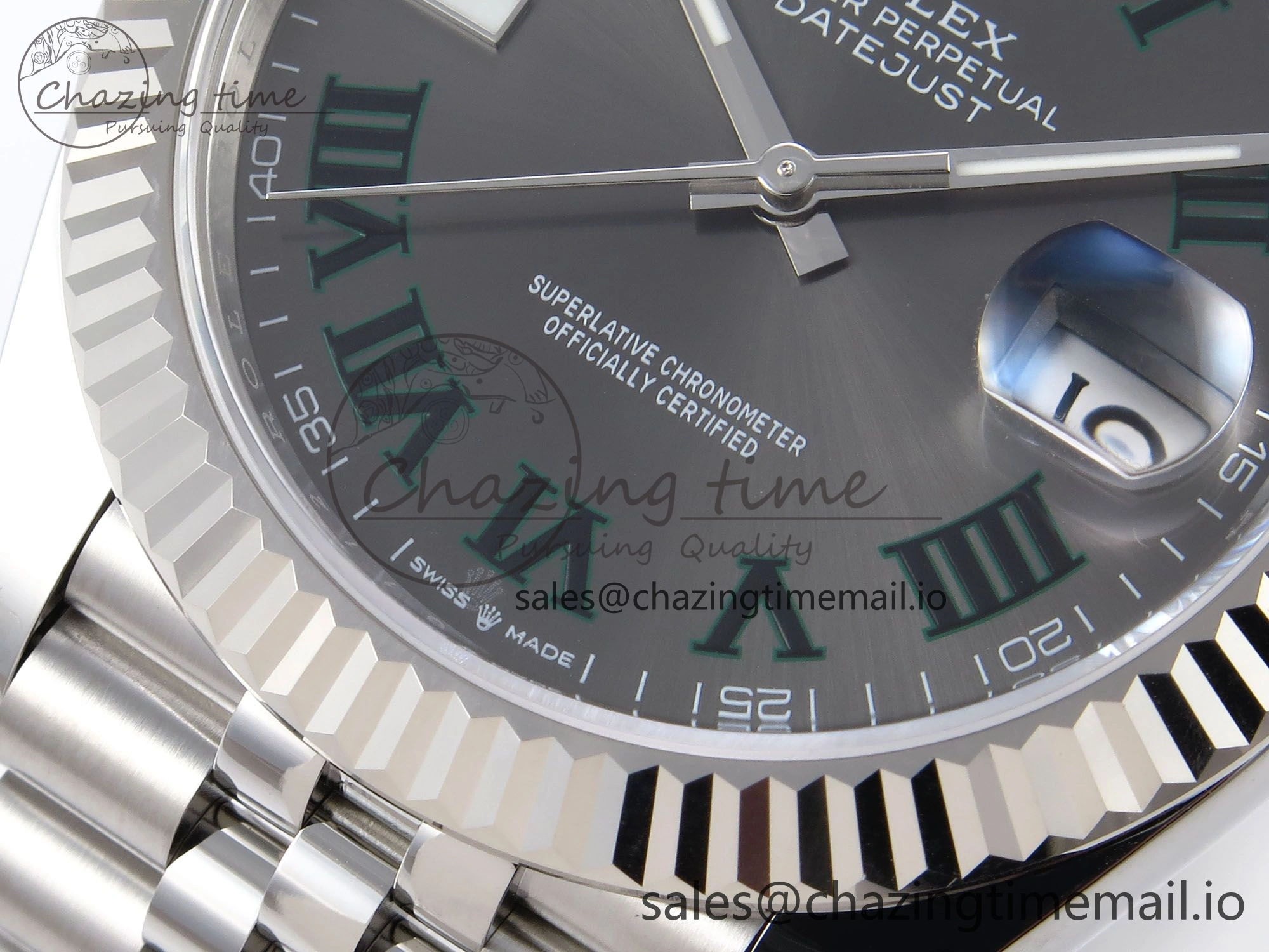 DateJust 41 126334 EWEF Best Edition Gray Dial Green Roman on Jubilee Bracelet A3235