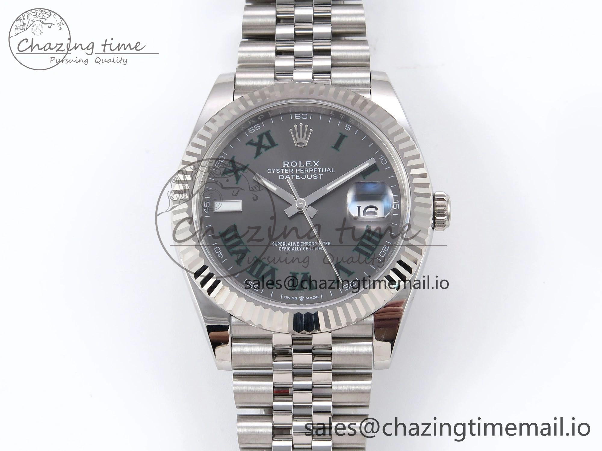 DateJust 41 126334 EWEF Best Edition Gray Dial Green Roman on Jubilee Bracelet A3235