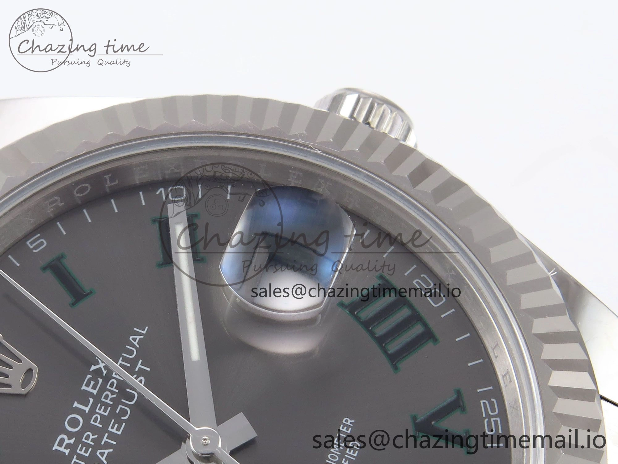 DateJust 41 126334 EWEF Best Edition Gray Dial Green Roman on Oyster Bracelet A3235