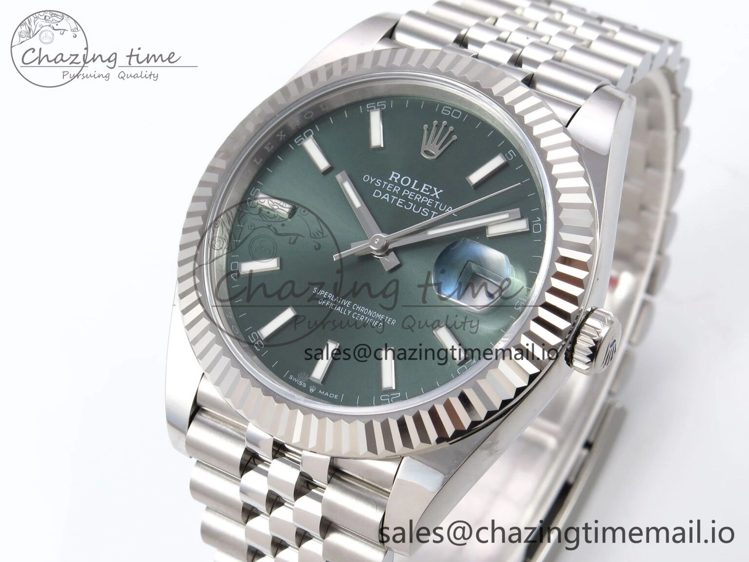 DateJust 41 126334 EWEF Best Edition Green Stick Dial on Jubilee Bracelet A3235