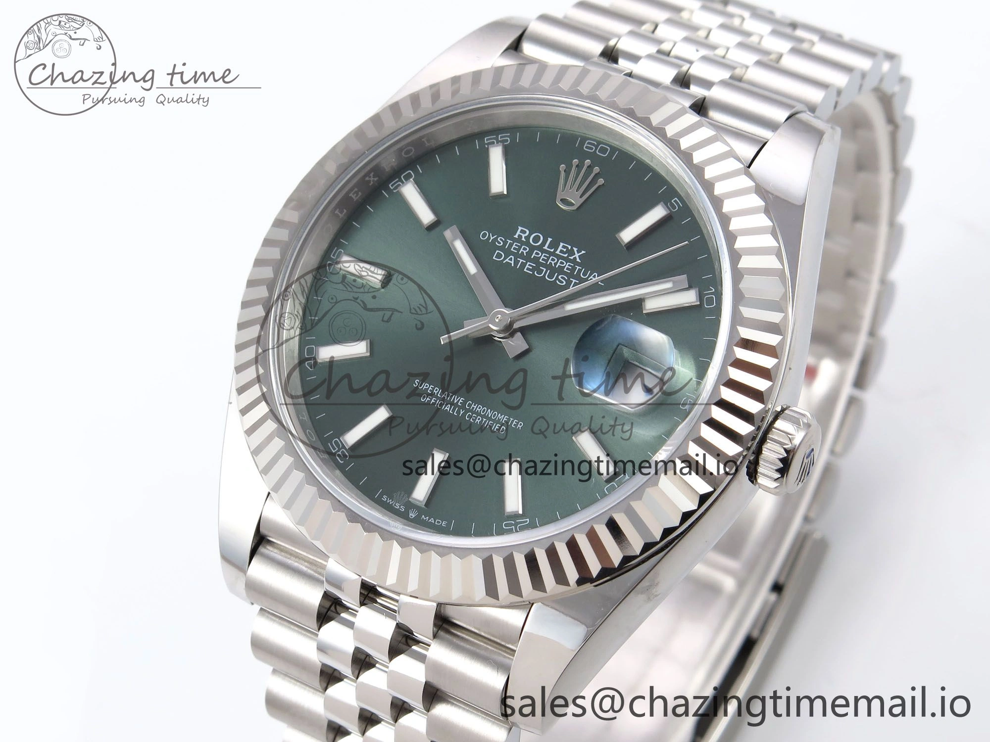 DateJust 41 126334 EWEF Best Edition Green Stick Dial on Jubilee Bracelet A3235
