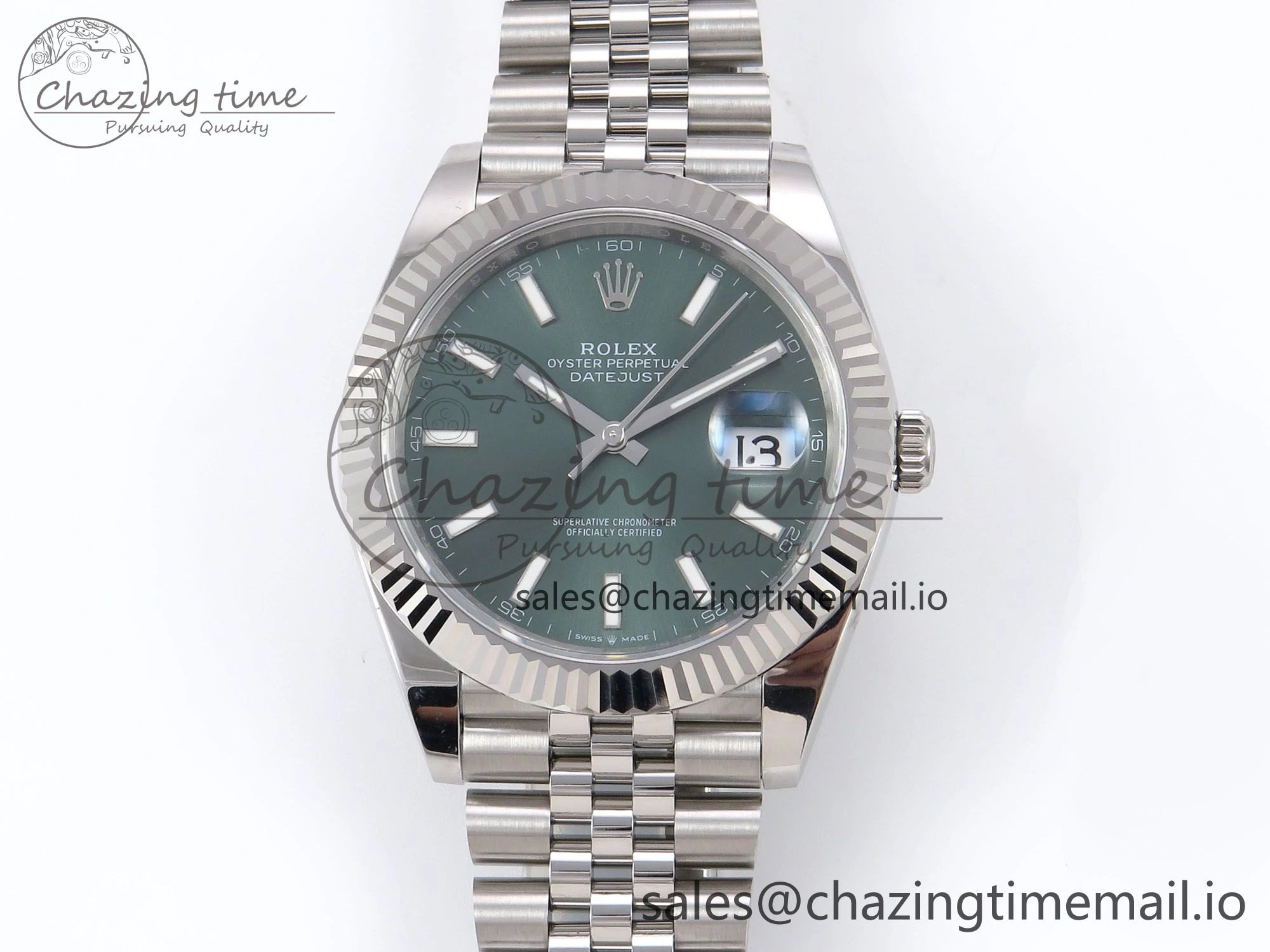 DateJust 41 126334 EWEF Best Edition Green Stick Dial on Jubilee Bracelet A3235