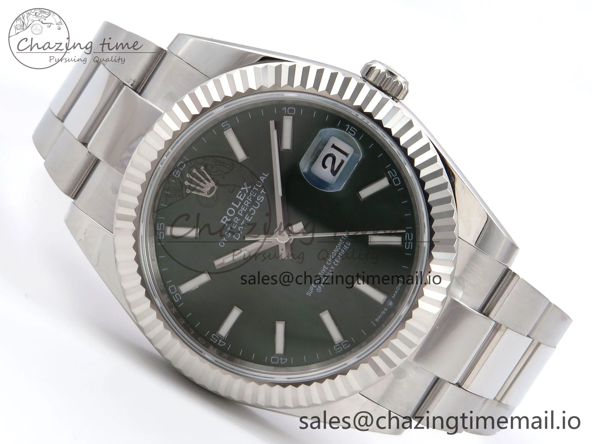 DateJust 41 126334 EWEF Best Edition Green Stick Dial on Oyster Bracelet A3235