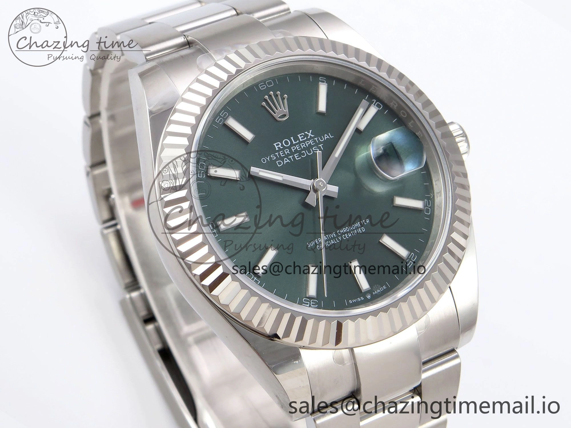 DateJust 41 126334 EWEF Best Edition Green Stick Dial on Oyster Bracelet A3235
