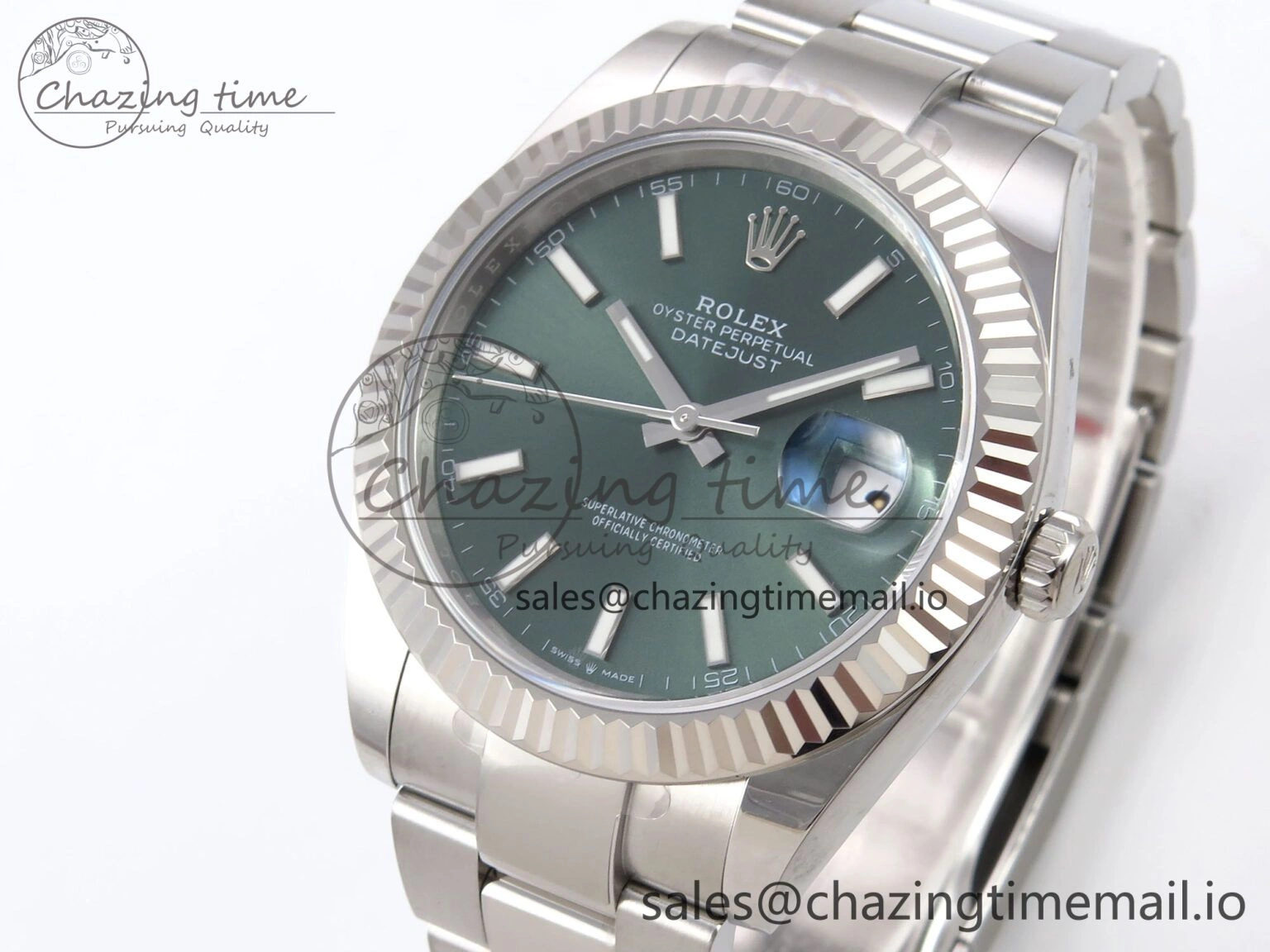 DateJust 41 126334 EWEF Best Edition Green Stick Dial on Oyster Bracelet A3235