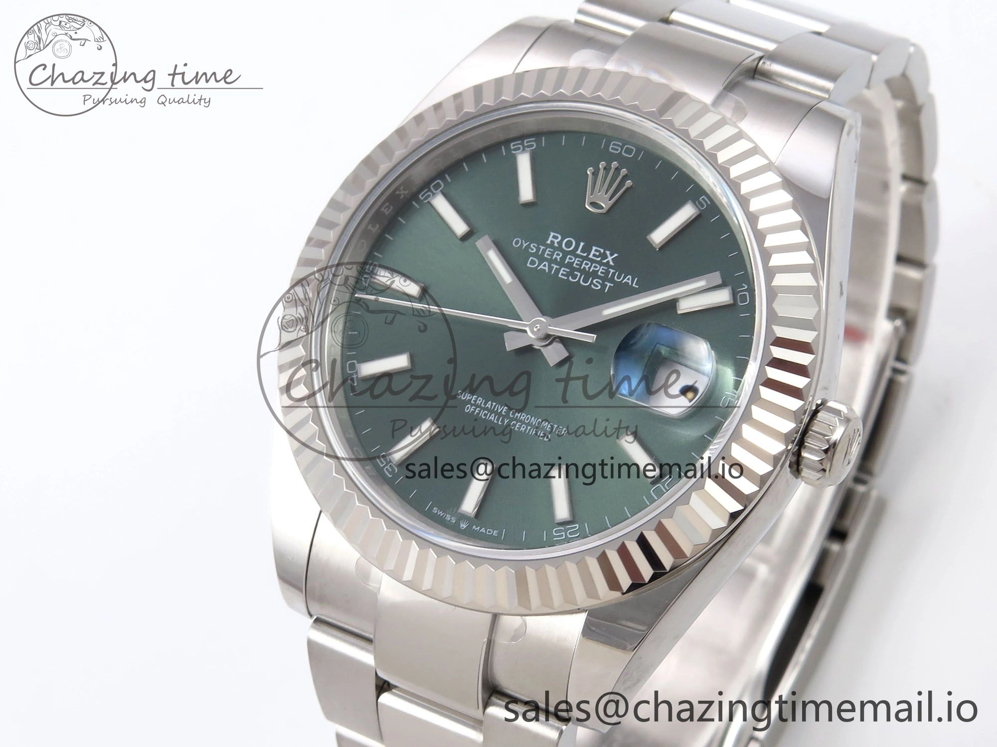 DateJust 41 126334 EWEF Best Edition Green Stick Dial on Oyster Bracelet A3235