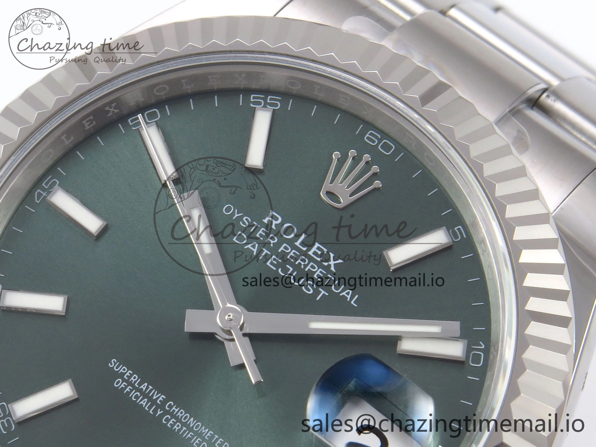 DateJust 41 126334 EWEF Best Edition Green Stick Dial on Oyster Bracelet A3235