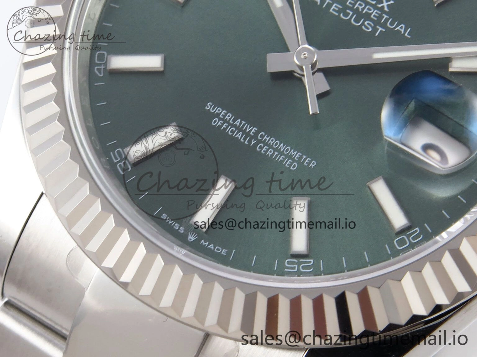 DateJust 41 126334 EWEF Best Edition Green Stick Dial on Oyster Bracelet A3235