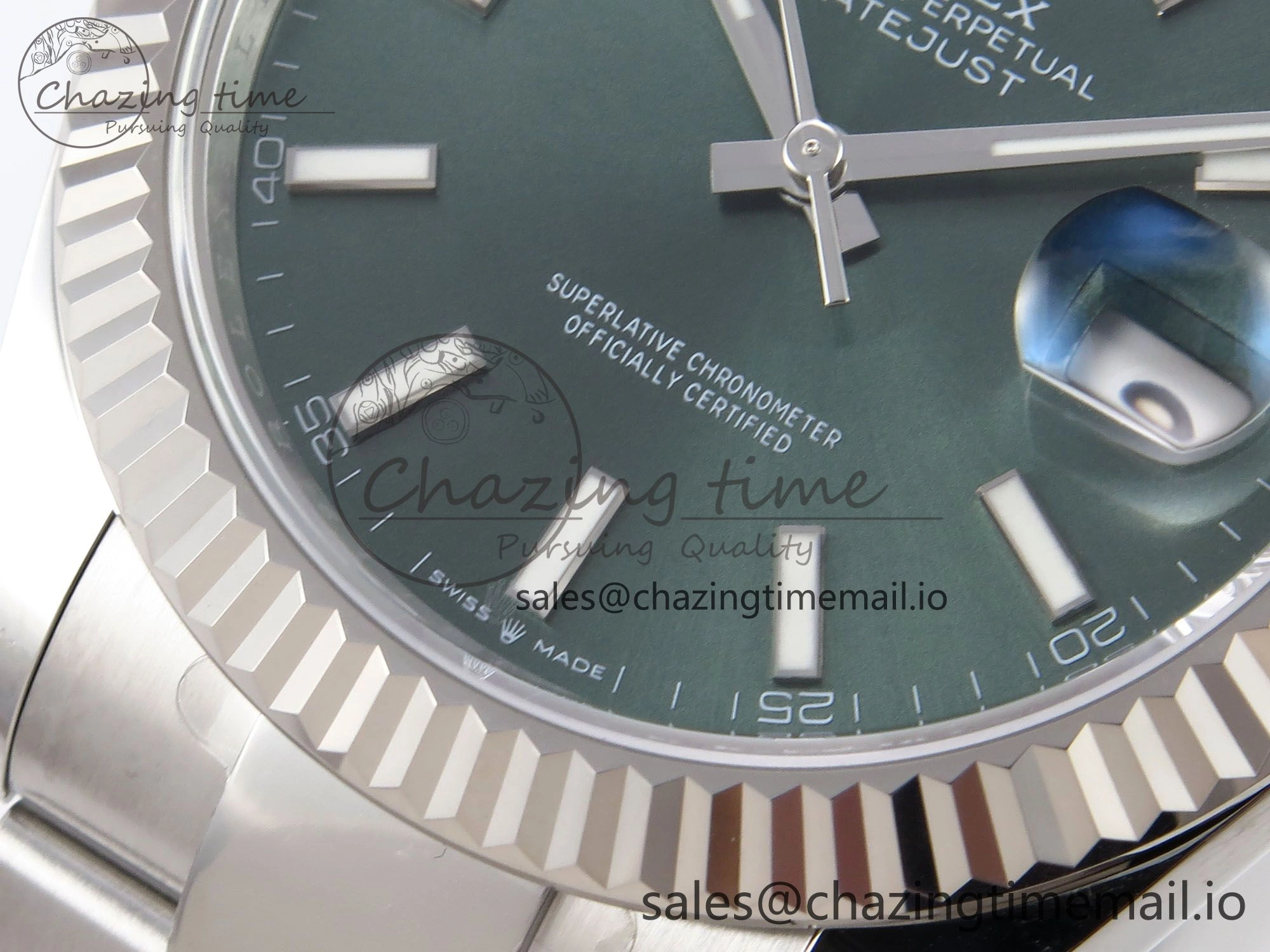 DateJust 41 126334 EWEF Best Edition Green Stick Dial on Oyster Bracelet A3235