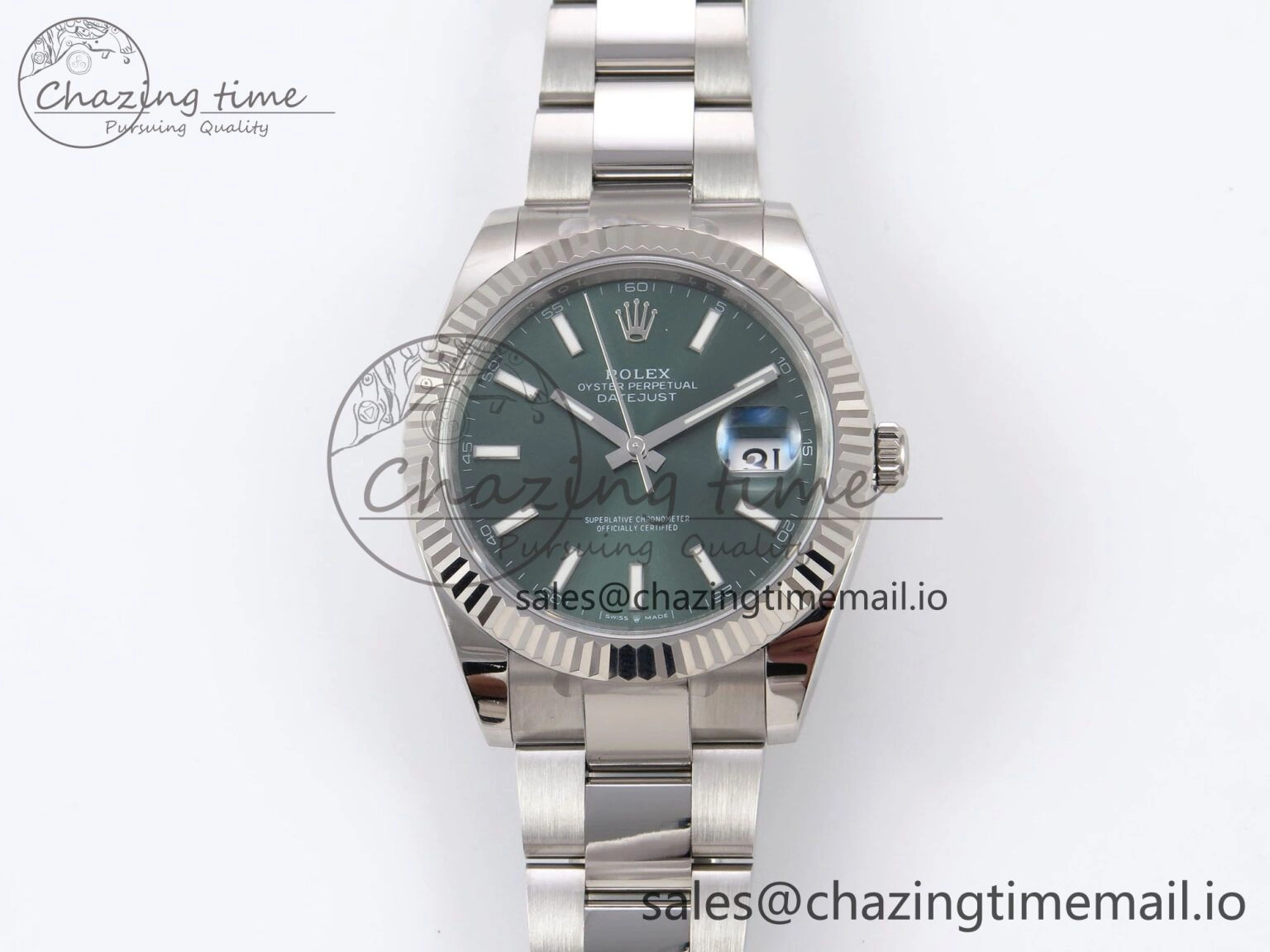 DateJust 41 126334 EWEF Best Edition Green Stick Dial on Oyster Bracelet A3235