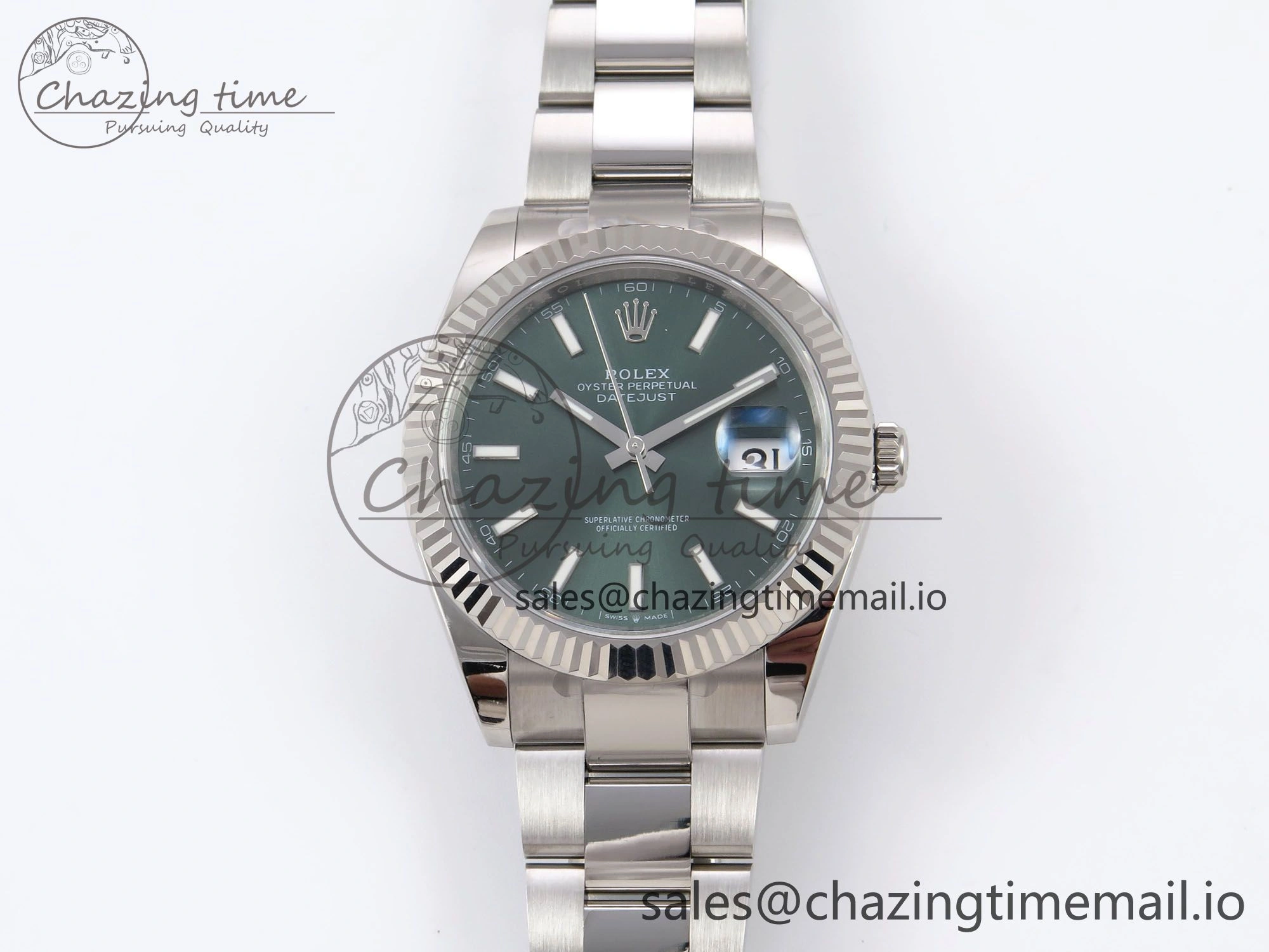DateJust 41 126334 EWEF Best Edition Green Stick Dial on Oyster Bracelet A3235