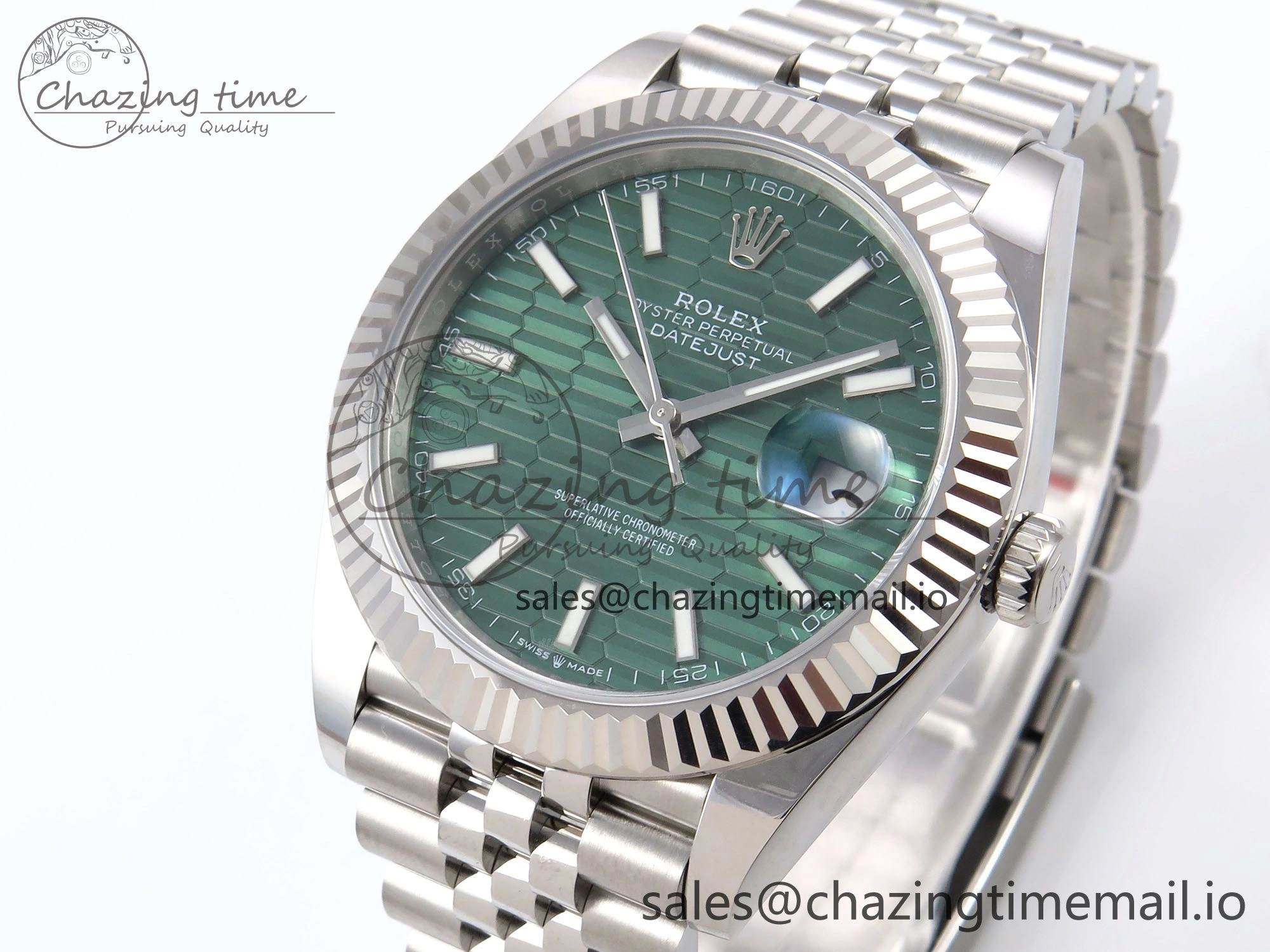 DateJust 41 126334 EWEF Best Edition Green Textured Dial on Jubilee Bracelet A3235