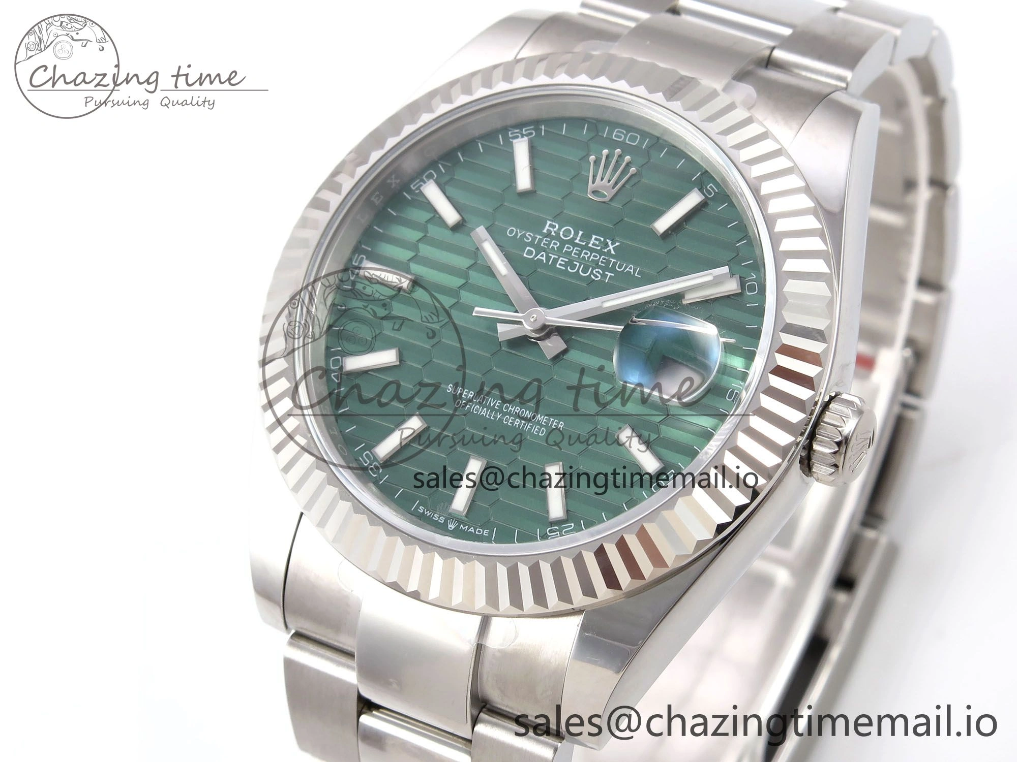 DateJust 41 126334 EWEF Best Edition Green Textured Dial on Oyster Bracelet A3235