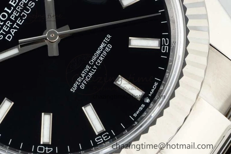 DateJust 41 126334 NTF 1:1 Best Edition 904L Steel Black Stick Dial on Oyster Bracelet VR3235