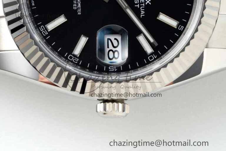 DateJust 41 126334 NTF 1:1 Best Edition 904L Steel Black Stick Dial on Oyster Bracelet VR3235