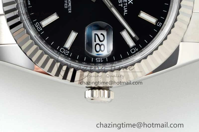DateJust 41 126334 NTF 1:1 Best Edition 904L Steel Black Stick Dial on Oyster Bracelet VR3235