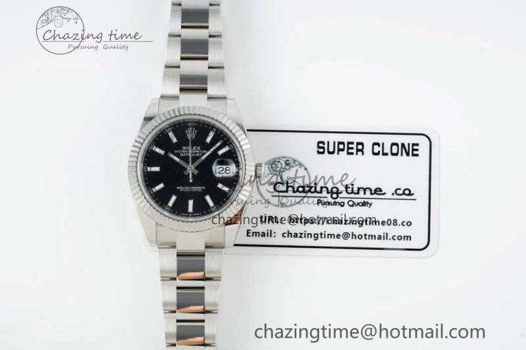 DateJust 41 126334 NTF 1:1 Best Edition 904L Steel Black Stick Dial on Oyster Bracelet VR3235