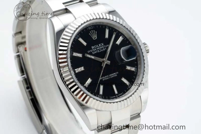 DateJust 41 126334 NTF 1:1 Best Edition 904L Steel Black Stick Dial on Oyster Bracelet VR3235