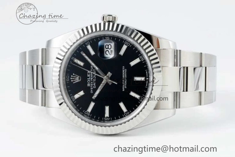 DateJust 41 126334 NTF 1:1 Best Edition 904L Steel Black Stick Dial on Oyster Bracelet VR3235