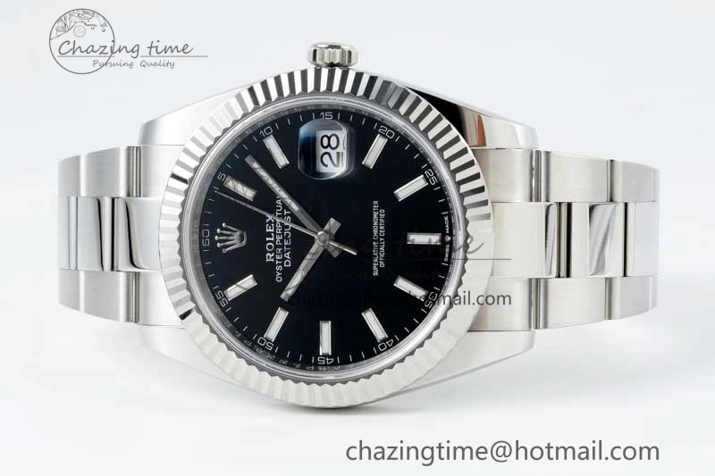 DateJust 41 126334 NTF 1:1 Best Edition 904L Steel Black Stick Dial on Oyster Bracelet VR3235