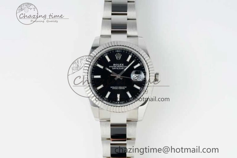 DateJust 41 126334 NTF 1:1 Best Edition 904L Steel Black Stick Dial on Oyster Bracelet VR3235