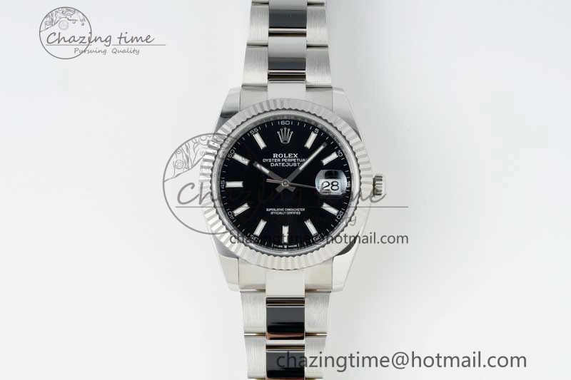 DateJust 41 126334 NTF 1:1 Best Edition 904L Steel Black Stick Dial on Oyster Bracelet VR3235