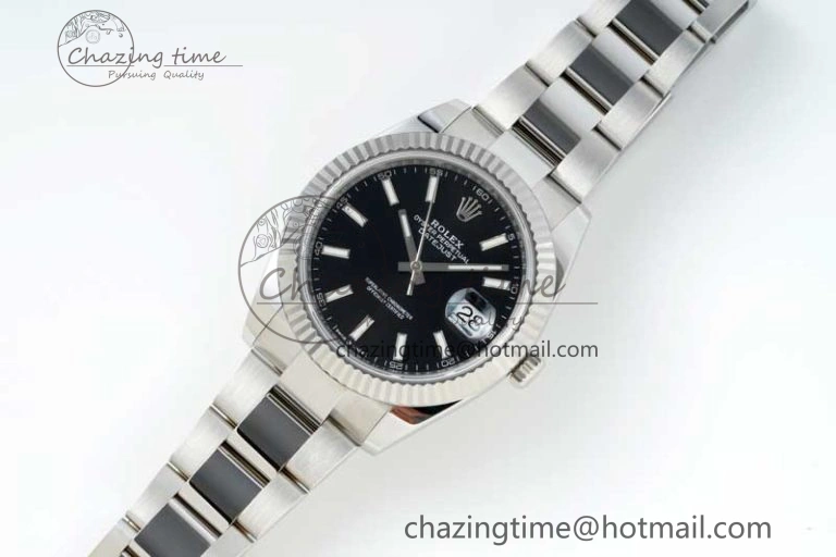 DateJust 41 126334 NTF 1:1 Best Edition 904L Steel Black Stick Dial on Oyster Bracelet VR3235