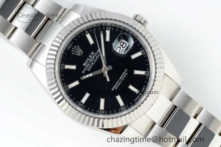 DateJust 41 126334 NTF 1:1 Best Edition 904L Steel Black Stick Dial on Oyster Bracelet VR3235