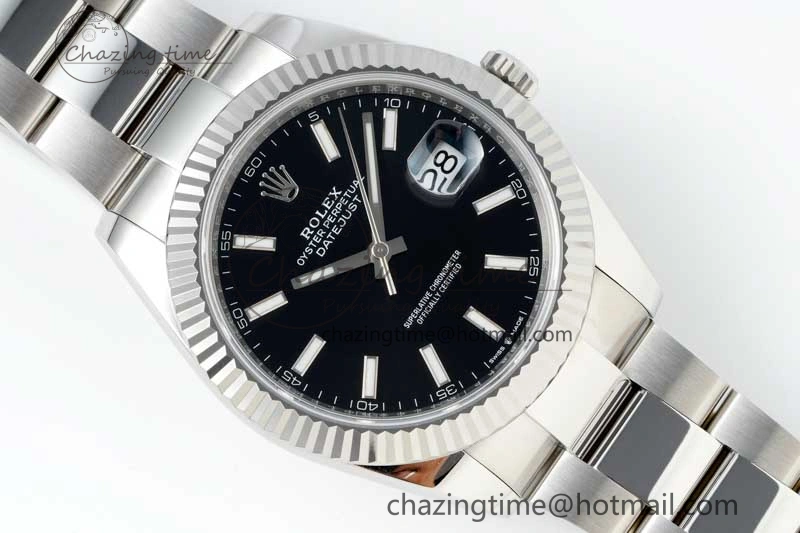DateJust 41 126334 NTF 1:1 Best Edition 904L Steel Black Stick Dial on Oyster Bracelet VR3235