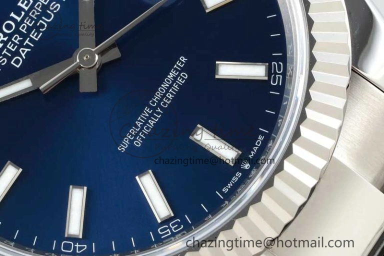 DateJust 41 126334 NTF 1:1 Best Edition 904L Steel Blue Stick Dial on Oyster Bracelet VR3235