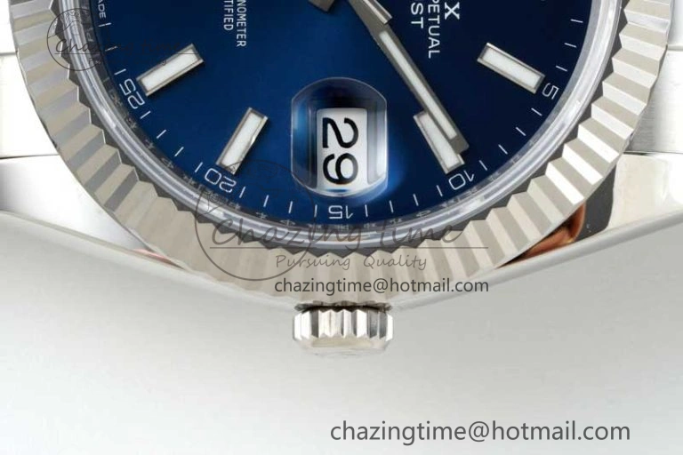 DateJust 41 126334 NTF 1:1 Best Edition 904L Steel Blue Stick Dial on Oyster Bracelet VR3235