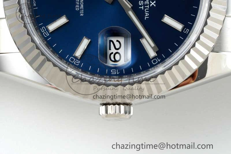 DateJust 41 126334 NTF 1:1 Best Edition 904L Steel Blue Stick Dial on Oyster Bracelet VR3235