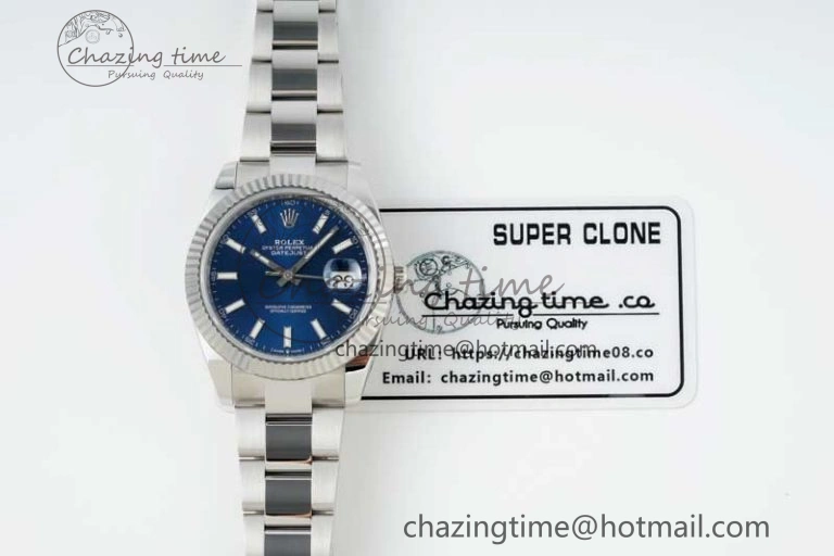 DateJust 41 126334 NTF 1:1 Best Edition 904L Steel Blue Stick Dial on Oyster Bracelet VR3235