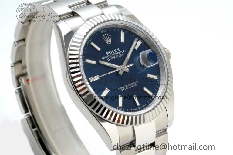 DateJust 41 126334 NTF 1:1 Best Edition 904L Steel Blue Stick Dial on Oyster Bracelet VR3235