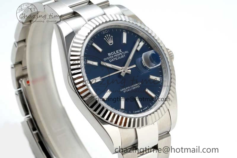 DateJust 41 126334 NTF 1:1 Best Edition 904L Steel Blue Stick Dial on Oyster Bracelet VR3235