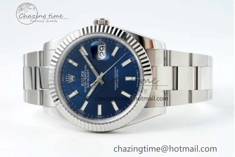 DateJust 41 126334 NTF 1:1 Best Edition 904L Steel Blue Stick Dial on Oyster Bracelet VR3235