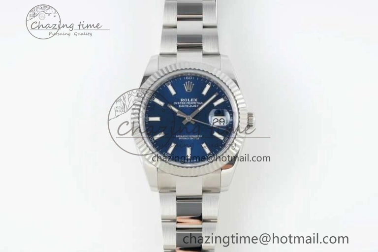 DateJust 41 126334 NTF 1:1 Best Edition 904L Steel Blue Stick Dial on Oyster Bracelet VR3235