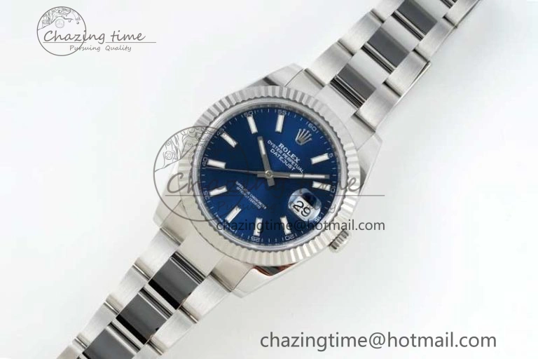 DateJust 41 126334 NTF 1:1 Best Edition 904L Steel Blue Stick Dial on Oyster Bracelet VR3235