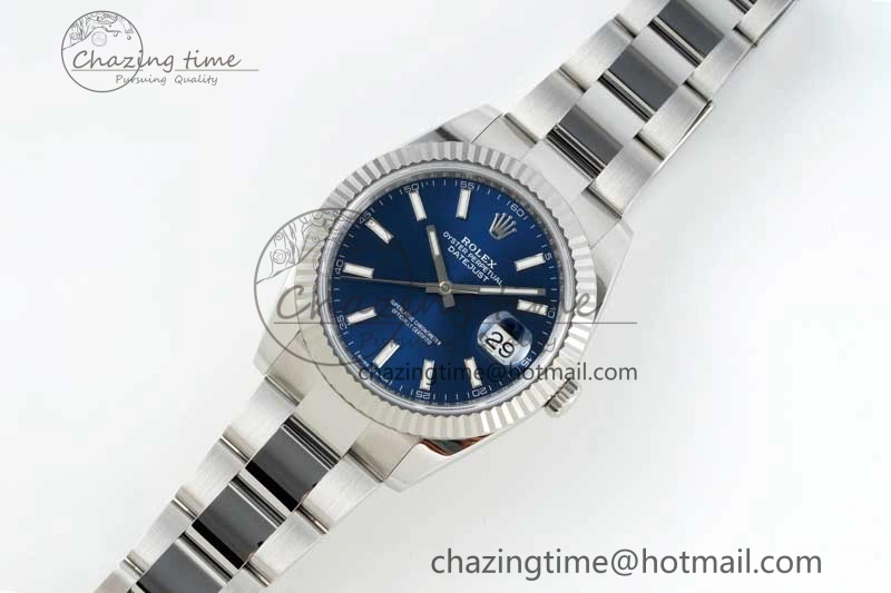 DateJust 41 126334 NTF 1:1 Best Edition 904L Steel Blue Stick Dial on Oyster Bracelet VR3235