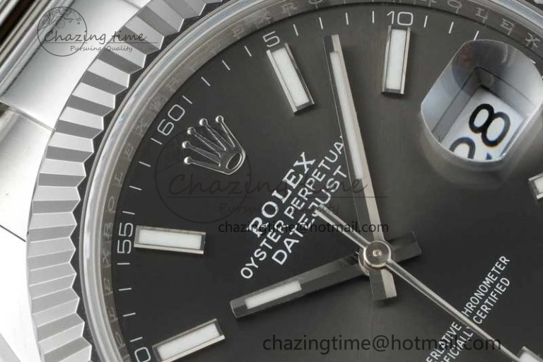 DateJust 41 126334 NTF 1:1 Best Edition 904L Steel Gray Stick Dial on Oyster Bracelet VR3235