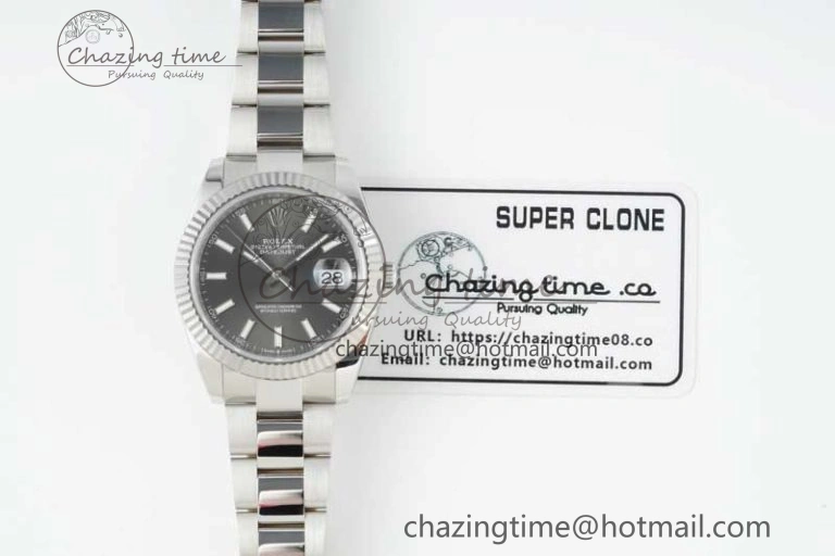 DateJust 41 126334 NTF 1:1 Best Edition 904L Steel Gray Stick Dial on Oyster Bracelet VR3235