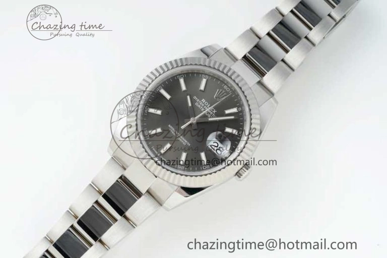 DateJust 41 126334 NTF 1:1 Best Edition 904L Steel Gray Stick Dial on Oyster Bracelet VR3235